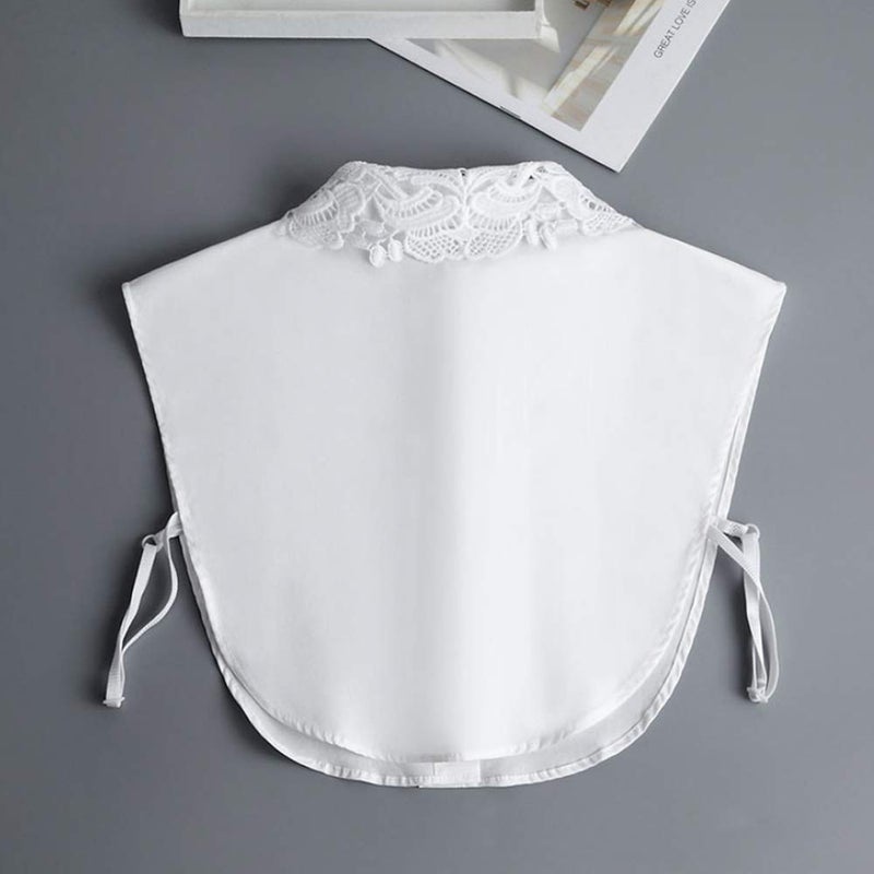 YAKEFJ Lady Half-Shirt Blouse Detachable Lace Chiffon Fake Collar Faux Collar (08WHITE) - Image 3